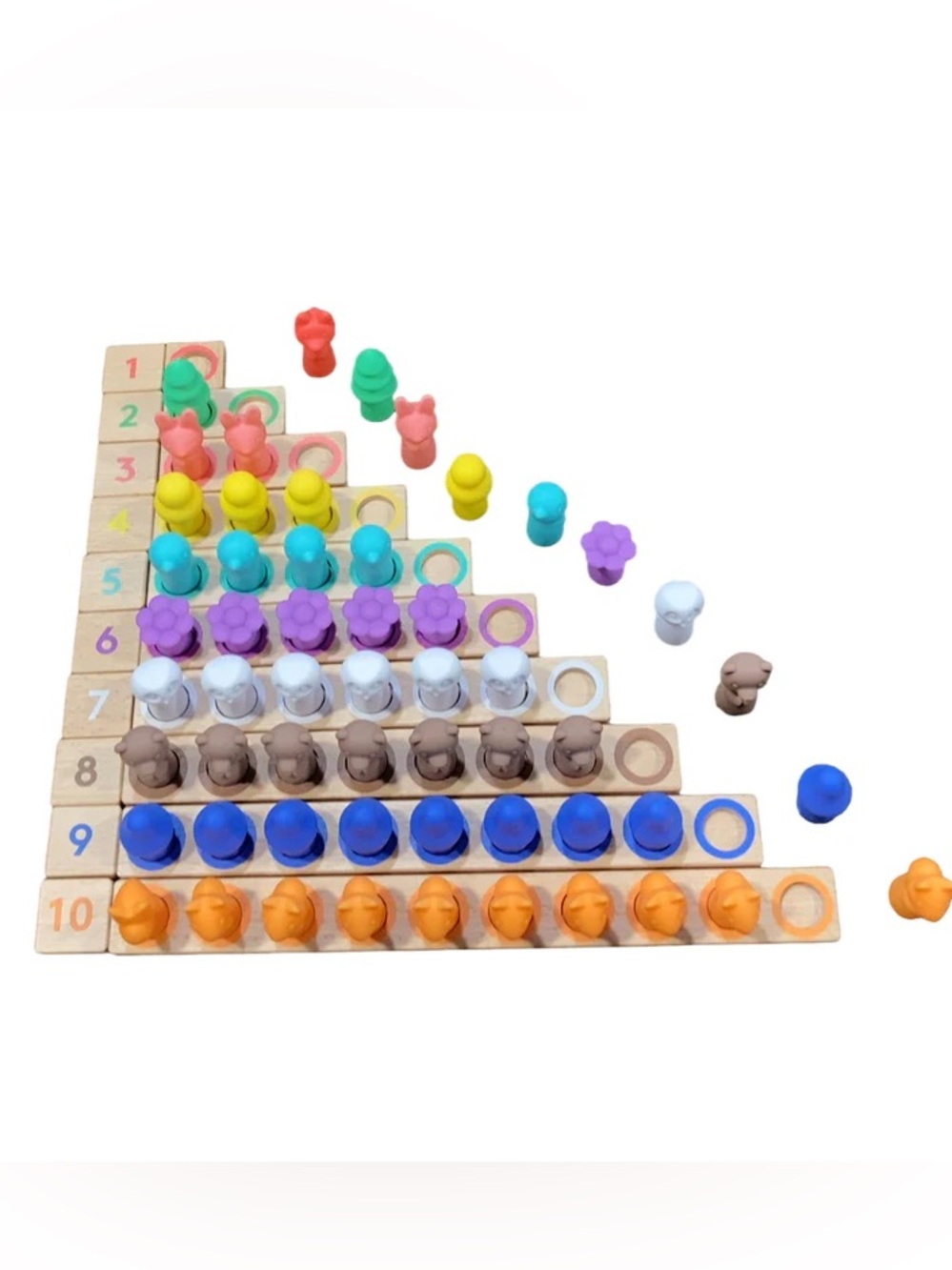 Wooden Color Counting Pegs Set - Multicolor Learning Toy